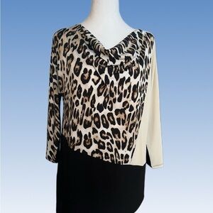 Chico's Animal Print Cowl Neck Blouse